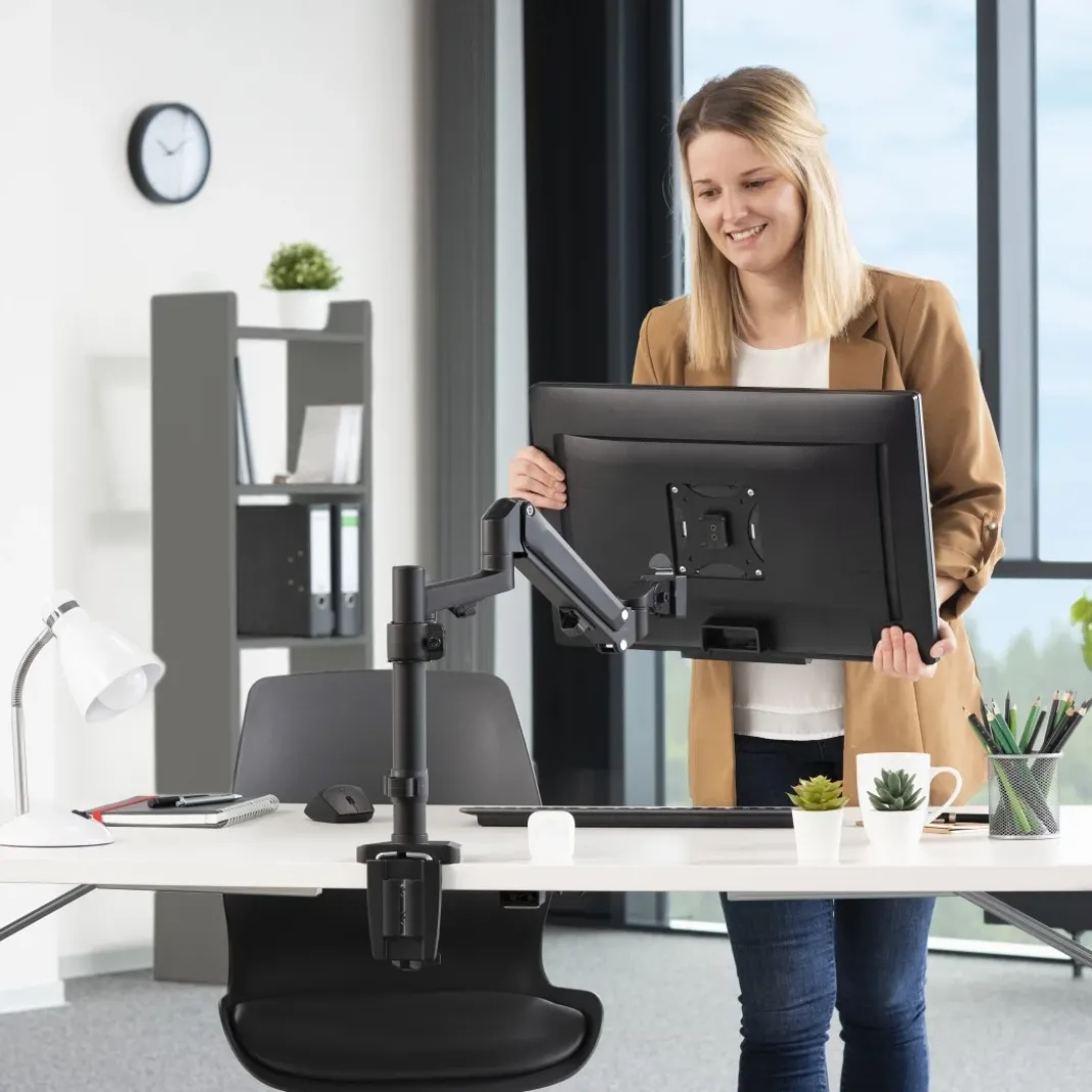 Monitorhalterung, mit Gasfeder höhenverstellbar, schwenk-/neigbar, 13"-35"