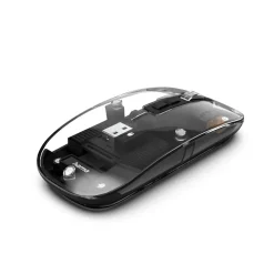 Multi-Device-Maus "WM-600", kabellos, Funk/BT, flach, 6 Tasten, transparent