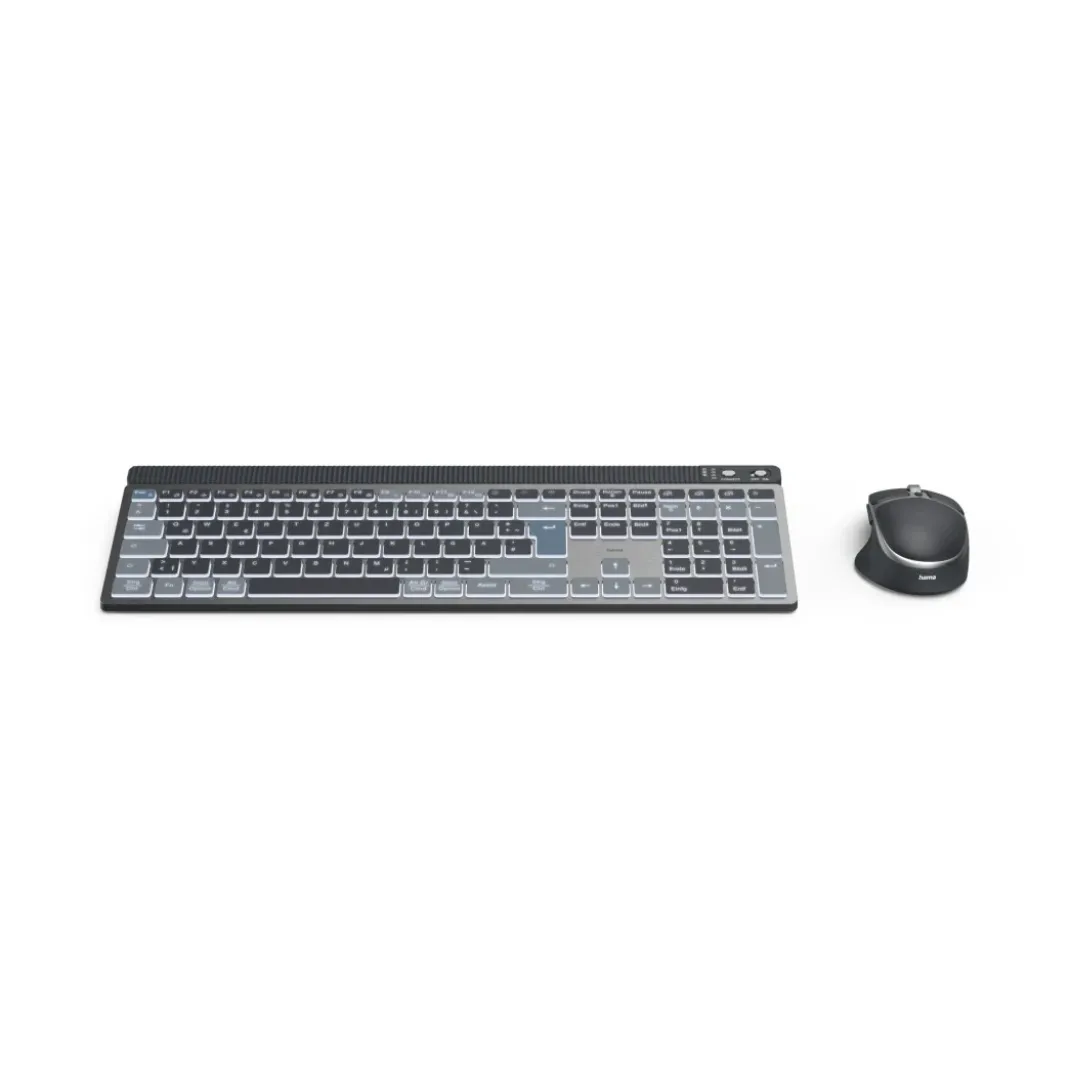 Multi-Device-Tastatur-Maus-Set "WKM-750", kabellos, LED, Schwarz, QWERTZ DE