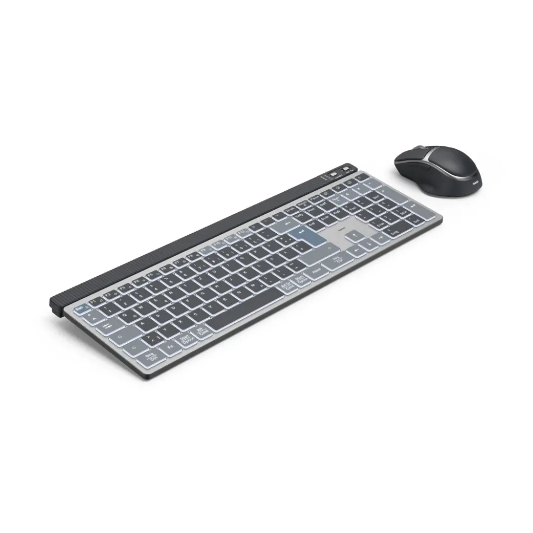 Multi-Device-Tastatur-Maus-Set "WKM-750", kabellos, LED, Schwarz, QWERTZ DE