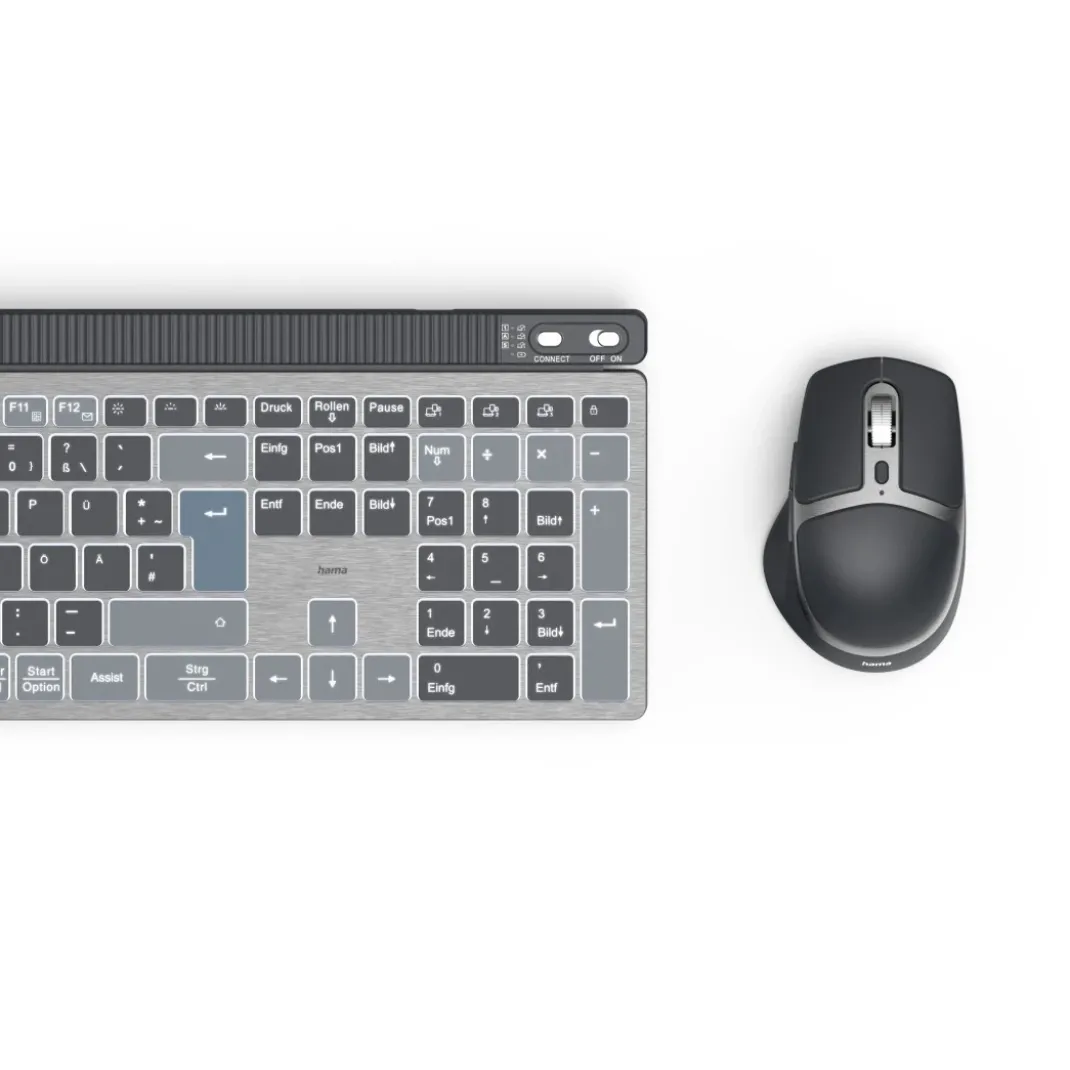 Multi-Device-Tastatur-Maus-Set "WKM-750", kabellos, LED, Schwarz, QWERTZ DE