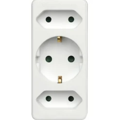 Multistecker, 3-fach, 2 Euro/1 Schutzkontakt-Kupplung, Weiß