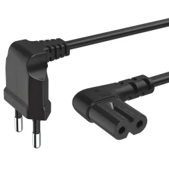 Netzkabel, beidseitig gewinkelt, Euro-Stecker, Doppelnut/C7, 1,5 m, Schwarz