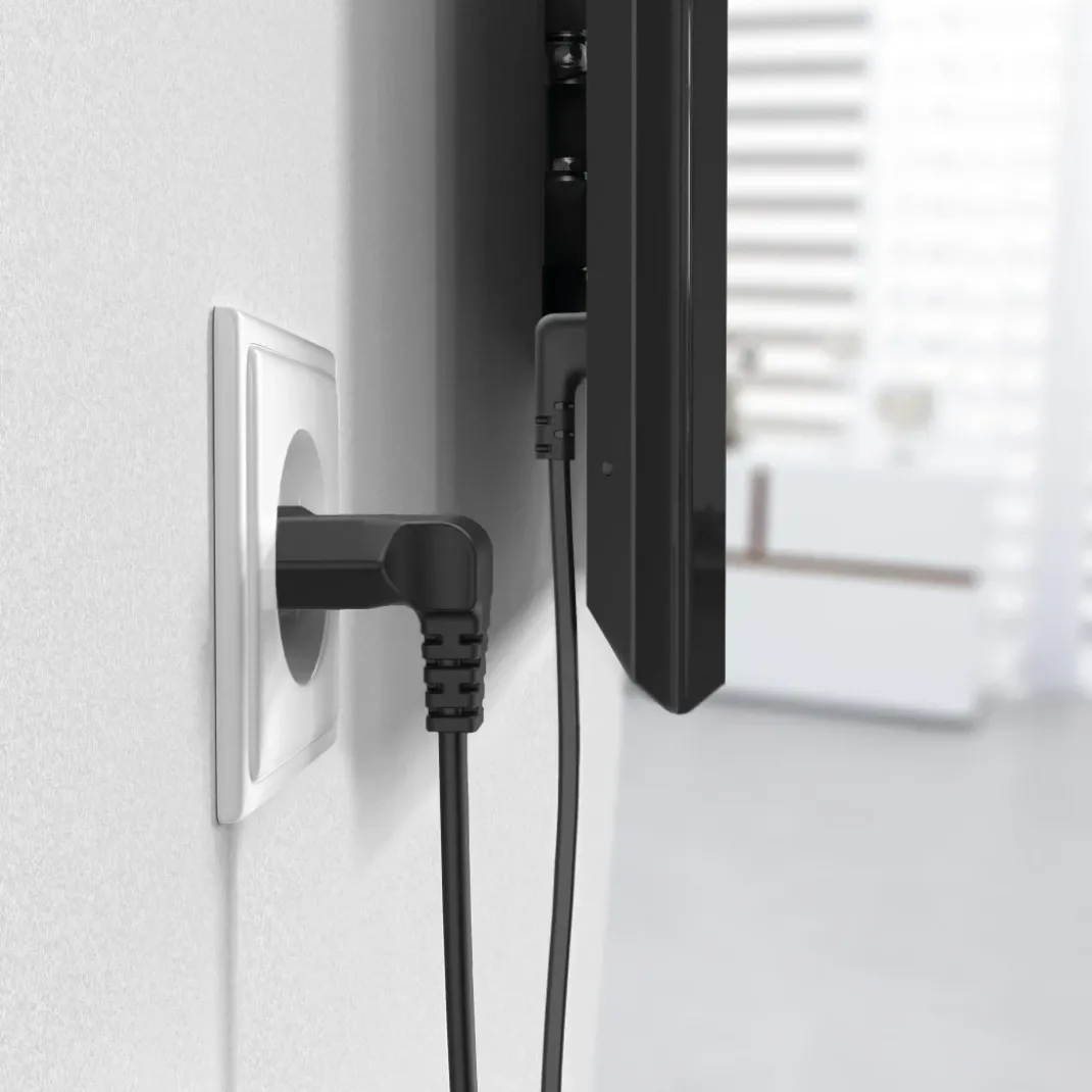 Netzkabel, beidseitig gewinkelt, Euro-Stecker, Doppelnut/C7, 5 m, Schwarz