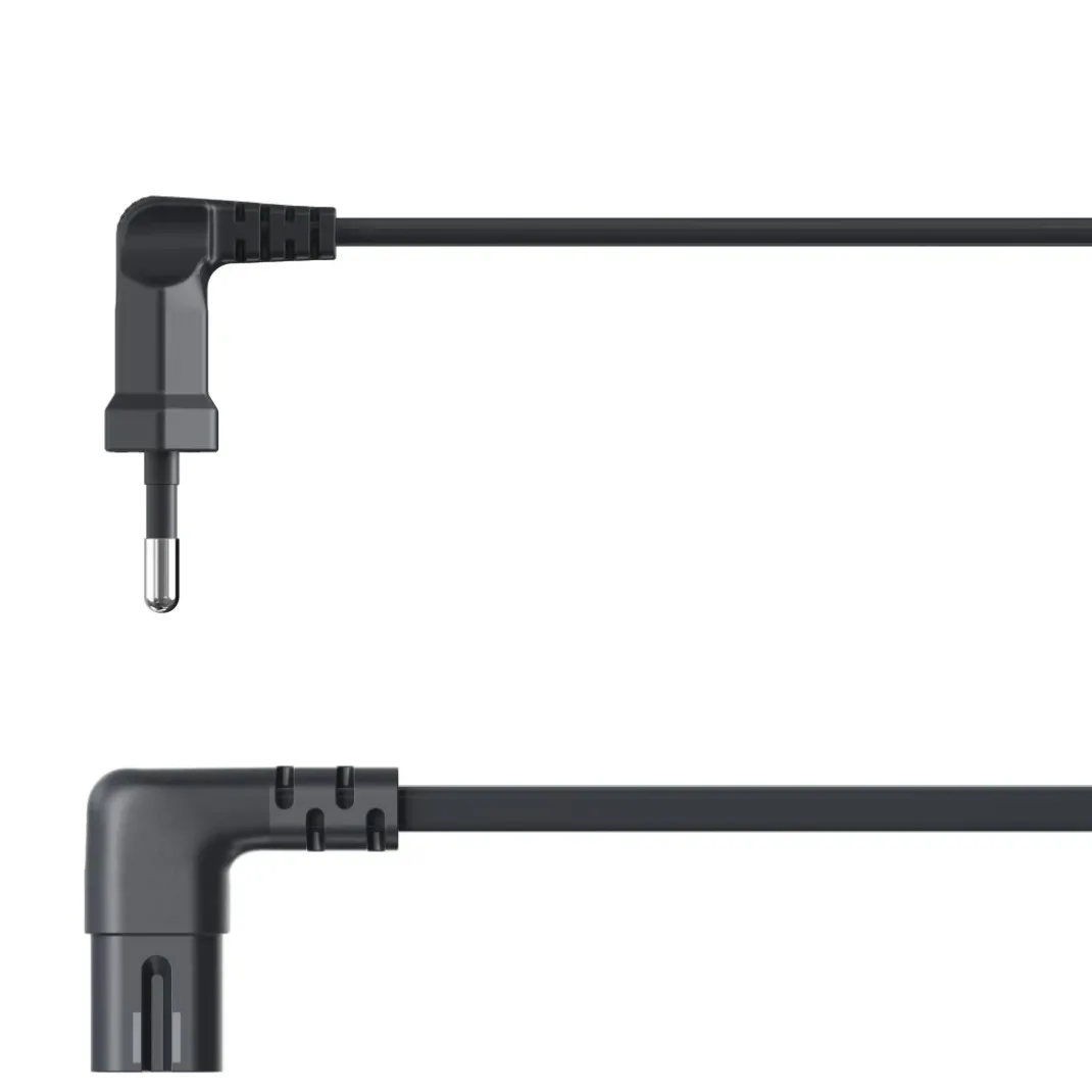 Netzkabel, beidseitig gewinkelt, Euro-Stecker, Doppelnut/C7, 5 m, Schwarz