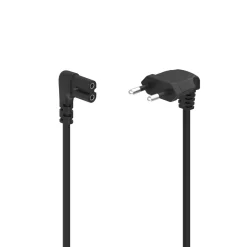 Netzkabel, beidseitig gewinkelt, Euro-Stecker, Doppelnut/C7, 5 m, Schwarz