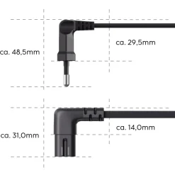 Netzkabel, beidseitig gewinkelt, Euro-Stecker, Doppelnut/C7, 5 m, Schwarz