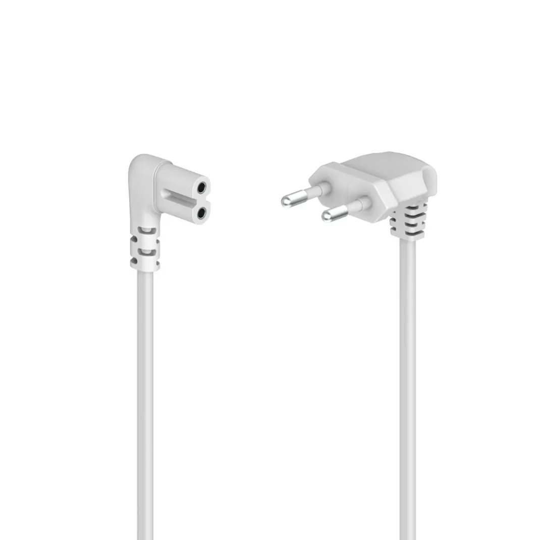Netzkabel, beidseitig gewinkelt, Euro-Stecker, Doppelnut/C7, 5 m, Weiß