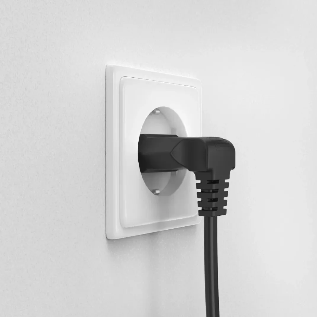 Netzkabel, beidseitig gewinkelt, Euro-Stecker, Doppelnut/C7, 3 m, Schwarz