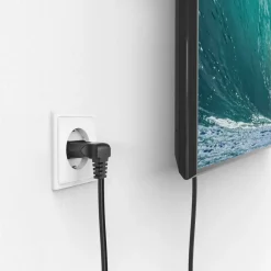 Netzkabel, beidseitig gewinkelt, Euro-Stecker, Doppelnut/C7, 3 m, Schwarz