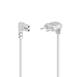 Netzkabel, beidseitig gewinkelt, Euro-Stecker, Doppelnut/C7, 3 m, Weiß