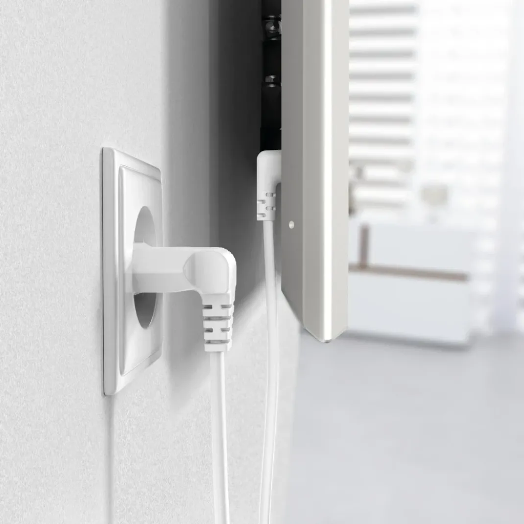 Netzkabel, beidseitig gewinkelt, Euro-Stecker, Doppelnut/C7, 1,5 m, Weiß