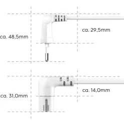 Netzkabel, beidseitig gewinkelt, Euro-Stecker, Doppelnut/C7, 1,5 m, Weiß