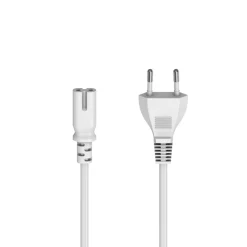 Netzkabel mit Eurostecker, 2-Pin-Stecker, Doppelnut/C7, 1,5 m, Weiß