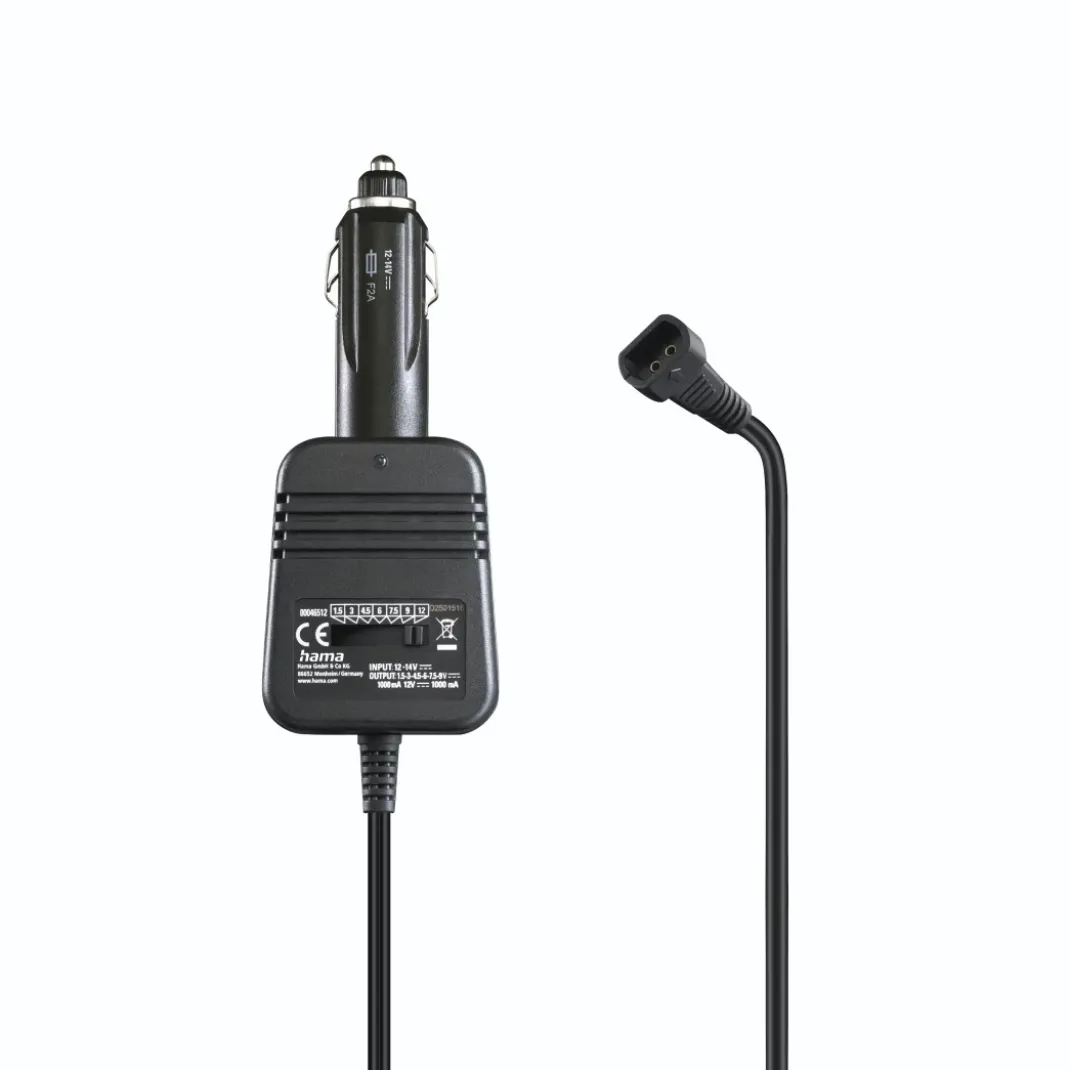 Netzteil für Kfz, einstellbar, 1000mA, 12W, max. 12V, stabilis., 8 Adapter