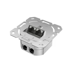 Netzwerkdose, CAT-6a, 10 Gbit/s, geschirmt, 2 Ports, Unterputz