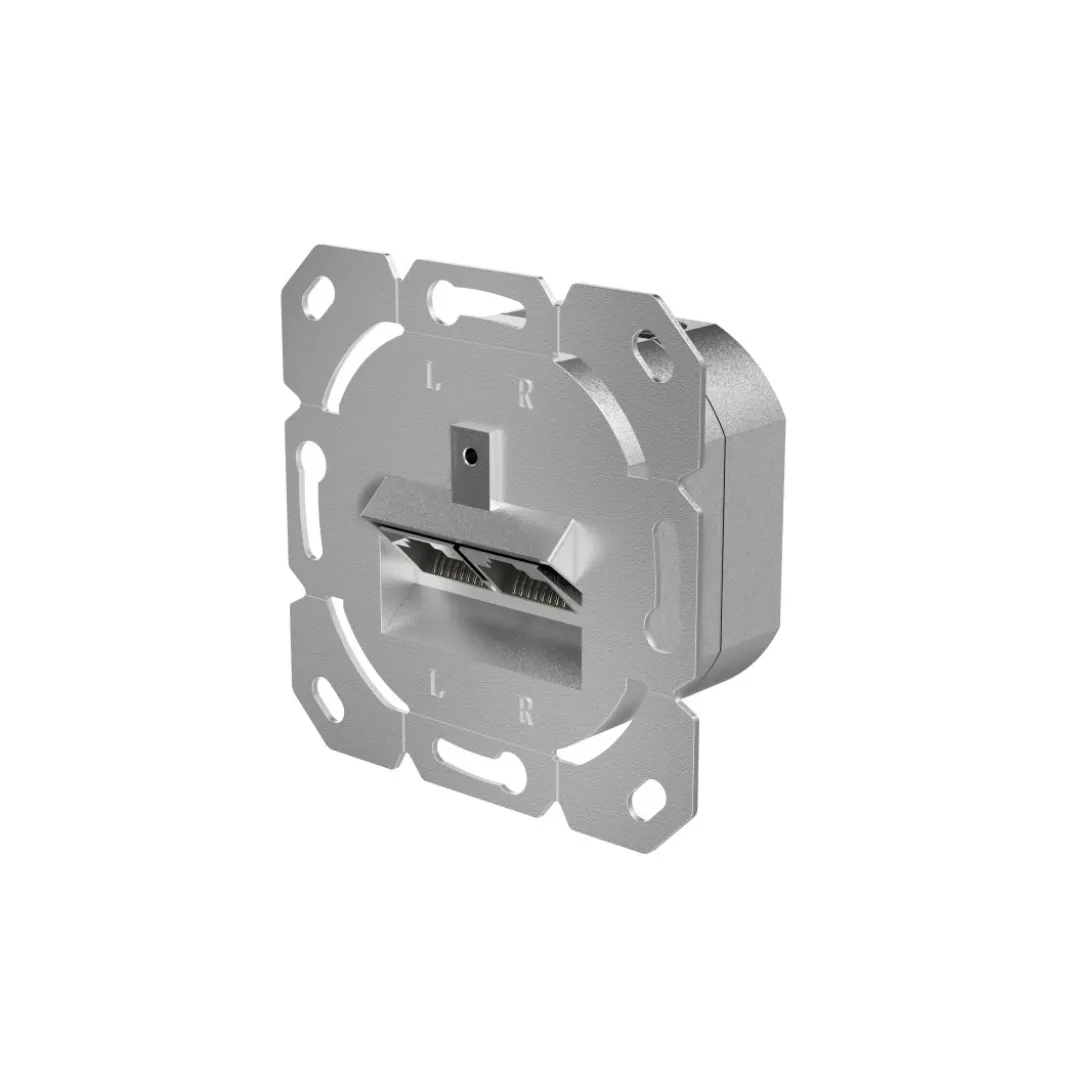 Netzwerkdose, CAT-6a, 10 Gbit/s, geschirmt, 2 Ports, Unterputz