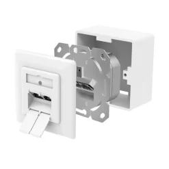 Netzwerkdose, CAT-6a, 10 Gbit/s, geschirmt, 2 Ports, Aufputz-/Unterputz