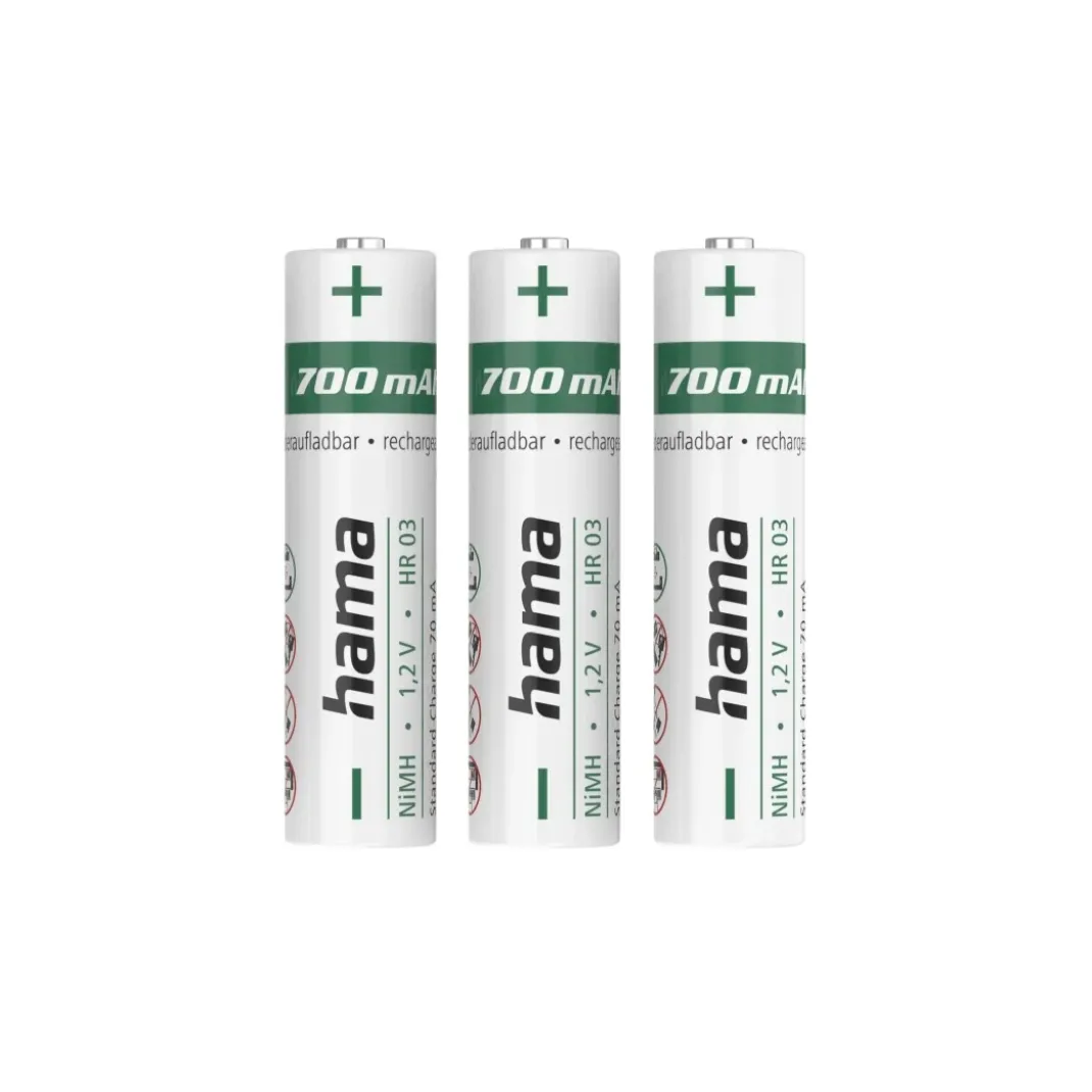 NiMH-Akkus, AAA Micro, 700 mAh, 1,2V, 3 Stück