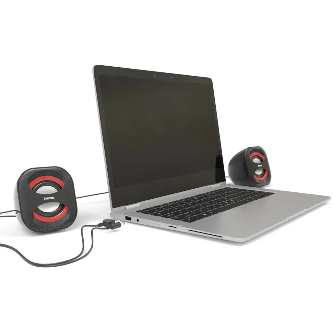 Notebook-Lautsprecher "Sonic Mobil 183", Schwarz/Rot