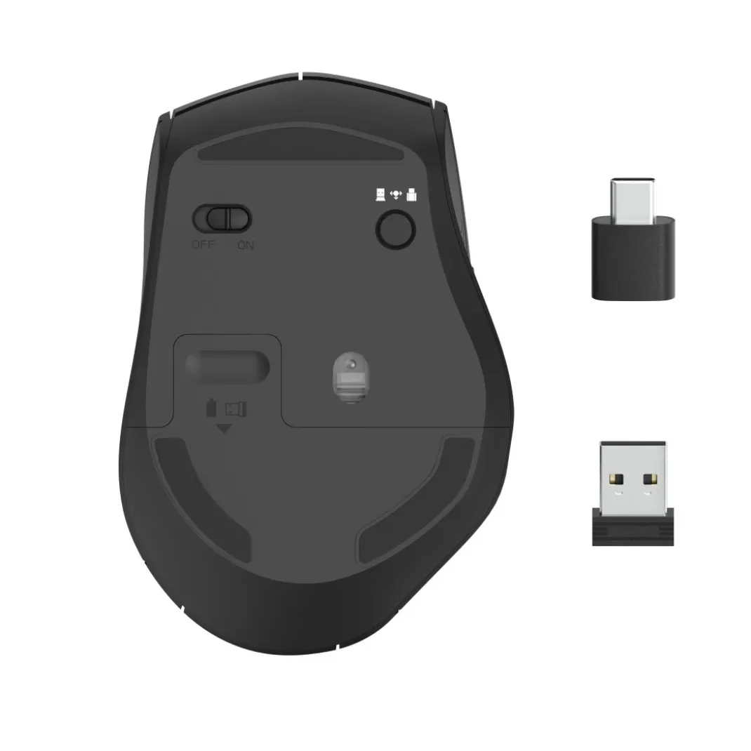 Optische 6-Tasten-Funkmaus "MW-600", Dual-Modus mit USB-C/USB-A, Schwarz