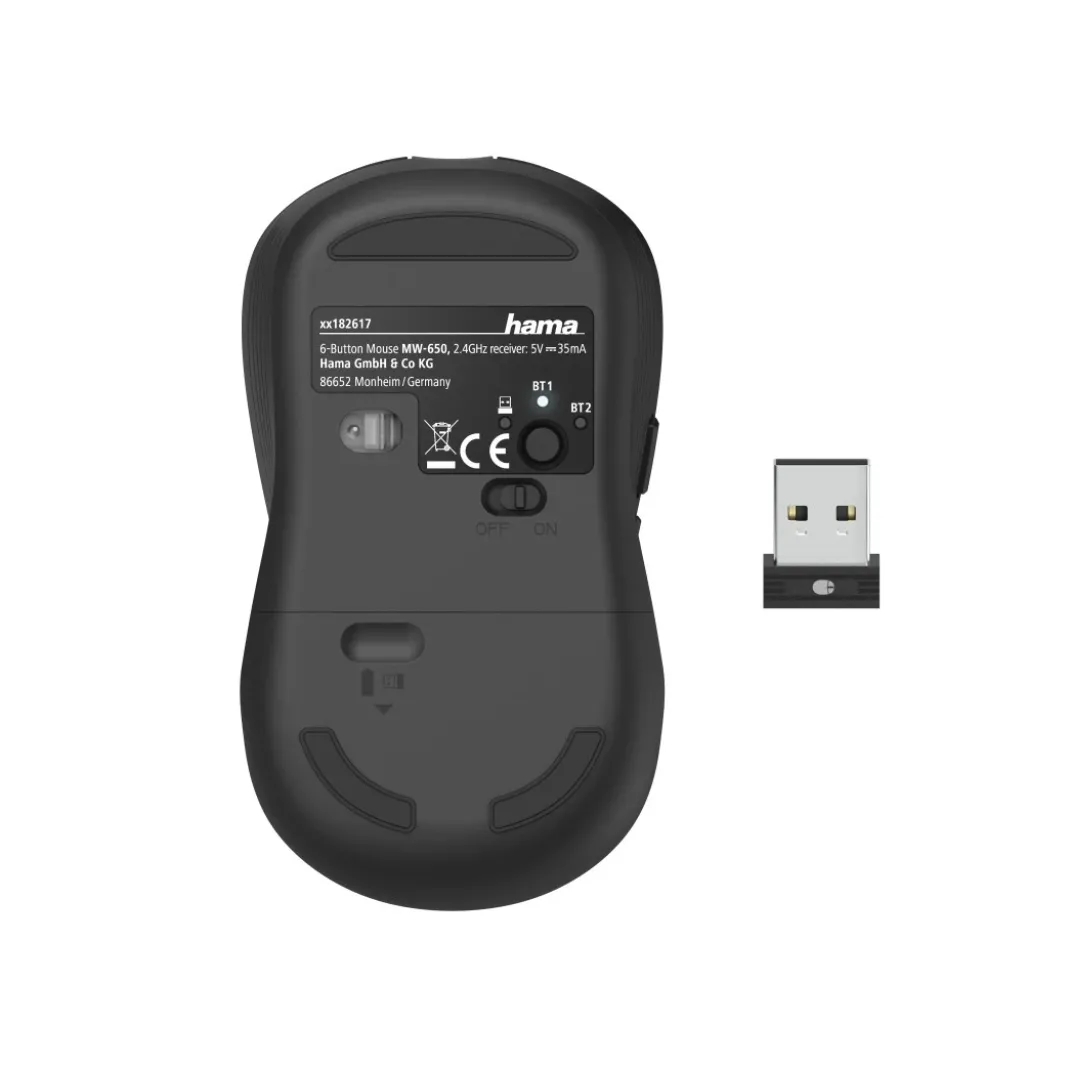 Optische 6-Tasten-Multi-Device-Maus "MW-650", mit USB-A/Bluetooth®, Schwarz