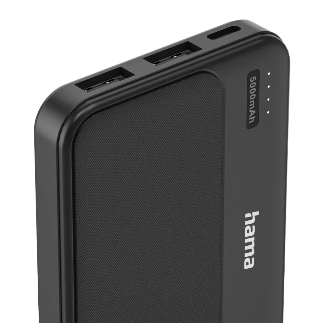 Power Pack "Pocket 5", 5000mAh, Ausgänge: 2x USB-A, Anthrazit