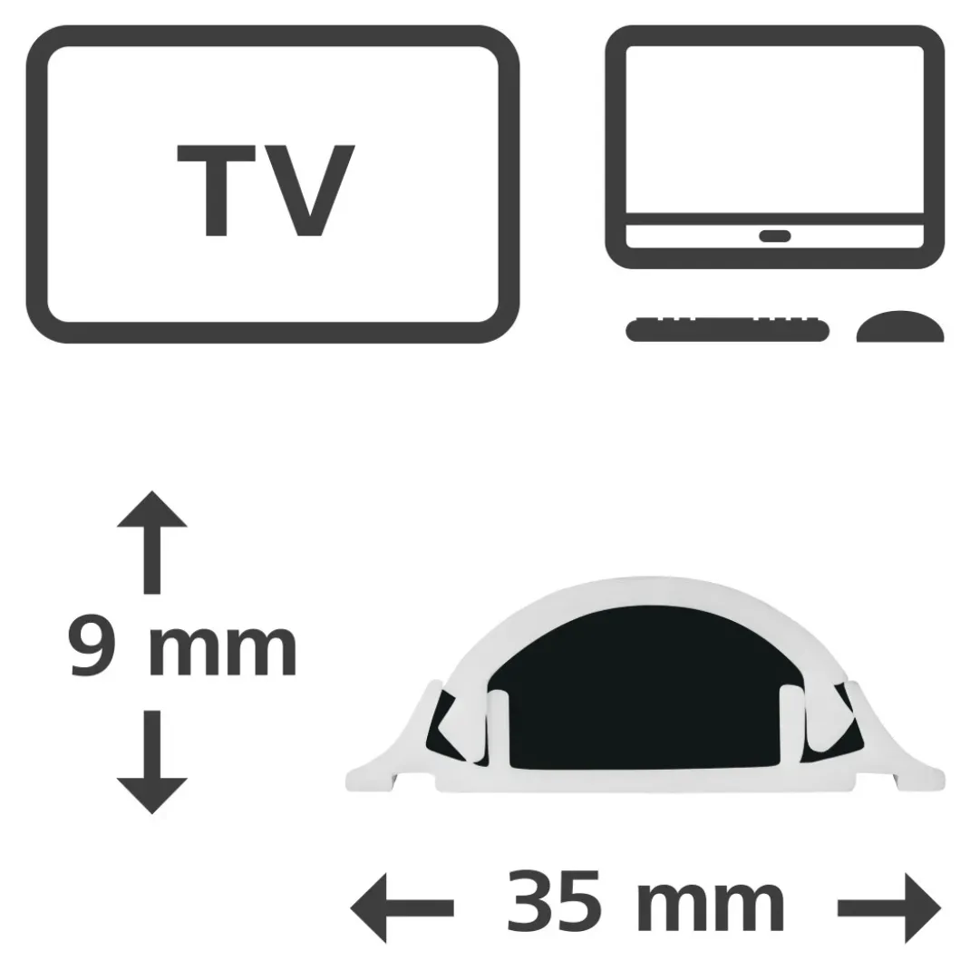 PVC-Kabelkanal, halbrund, selbstklebend, 100/3,5/0,9 cm, Weiß