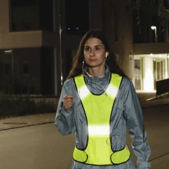 Reflektierende Laufweste f. Jogger, mit Tasche, größenverstellbar, Neongelb
