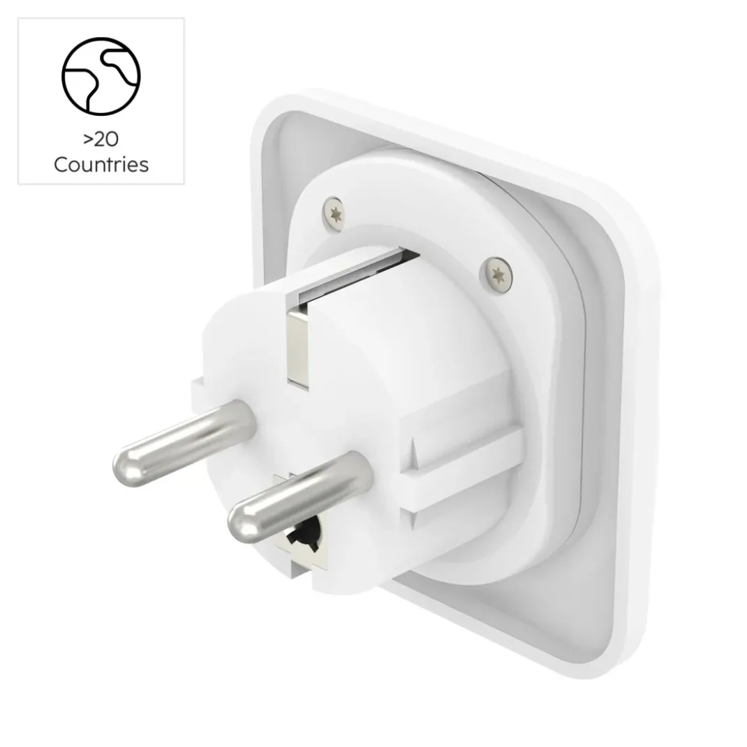 Reiseadapter Typ E und F, 3-polig, universal, Welt nach Europa, Weiß