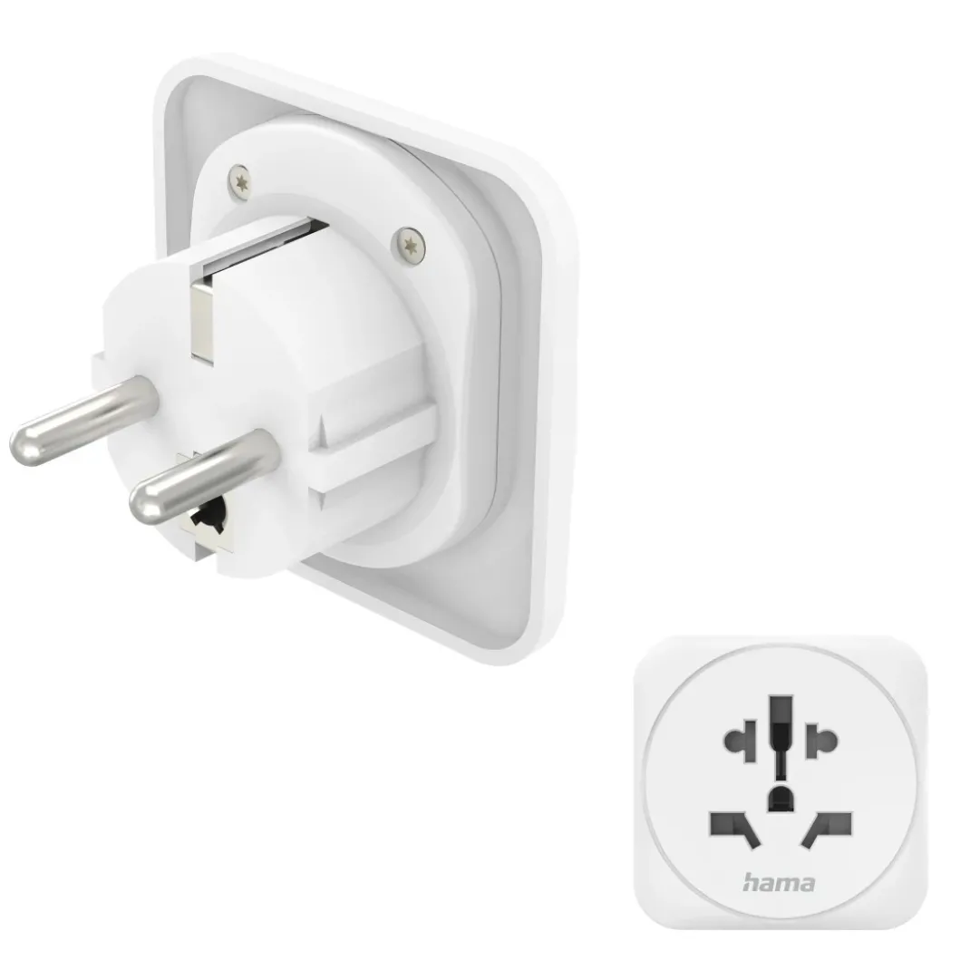 Reiseadapter Typ E und F, 3-polig, universal, Welt nach Europa, Weiß