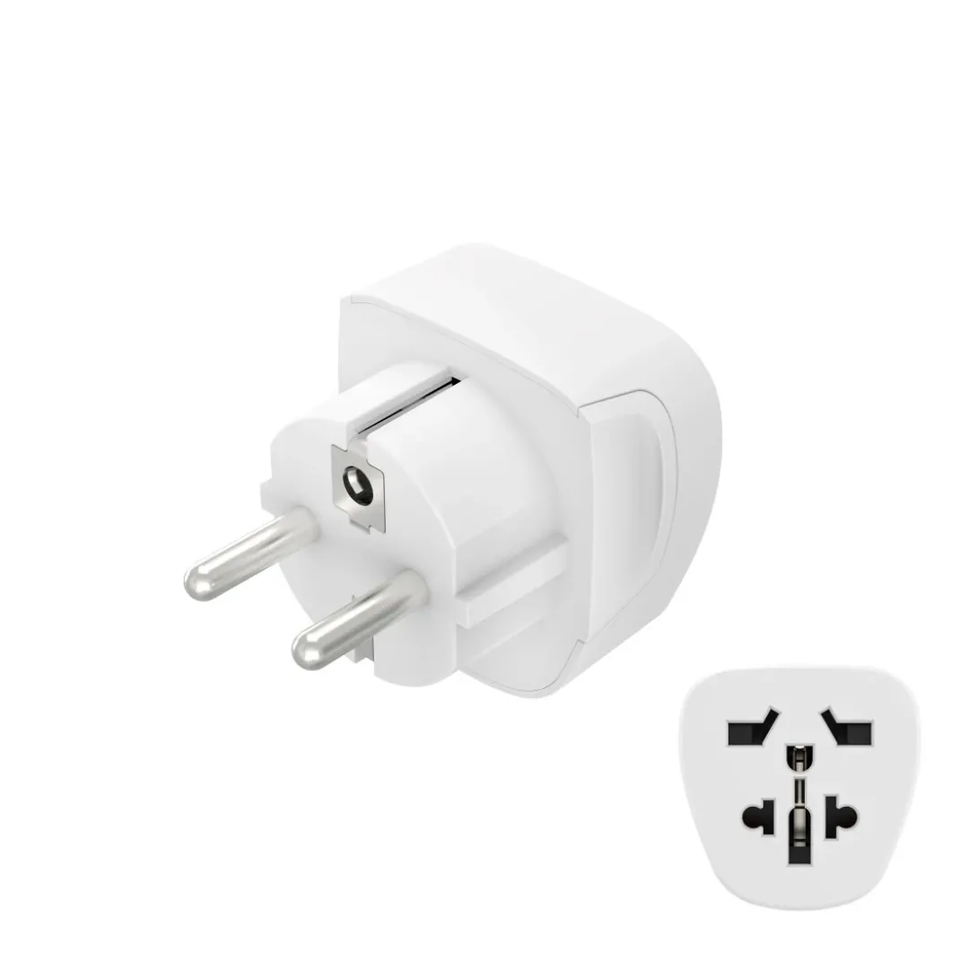 Reiseadapter Typ E und F, 3-polig, universal, Welt nach Europa, Weiß