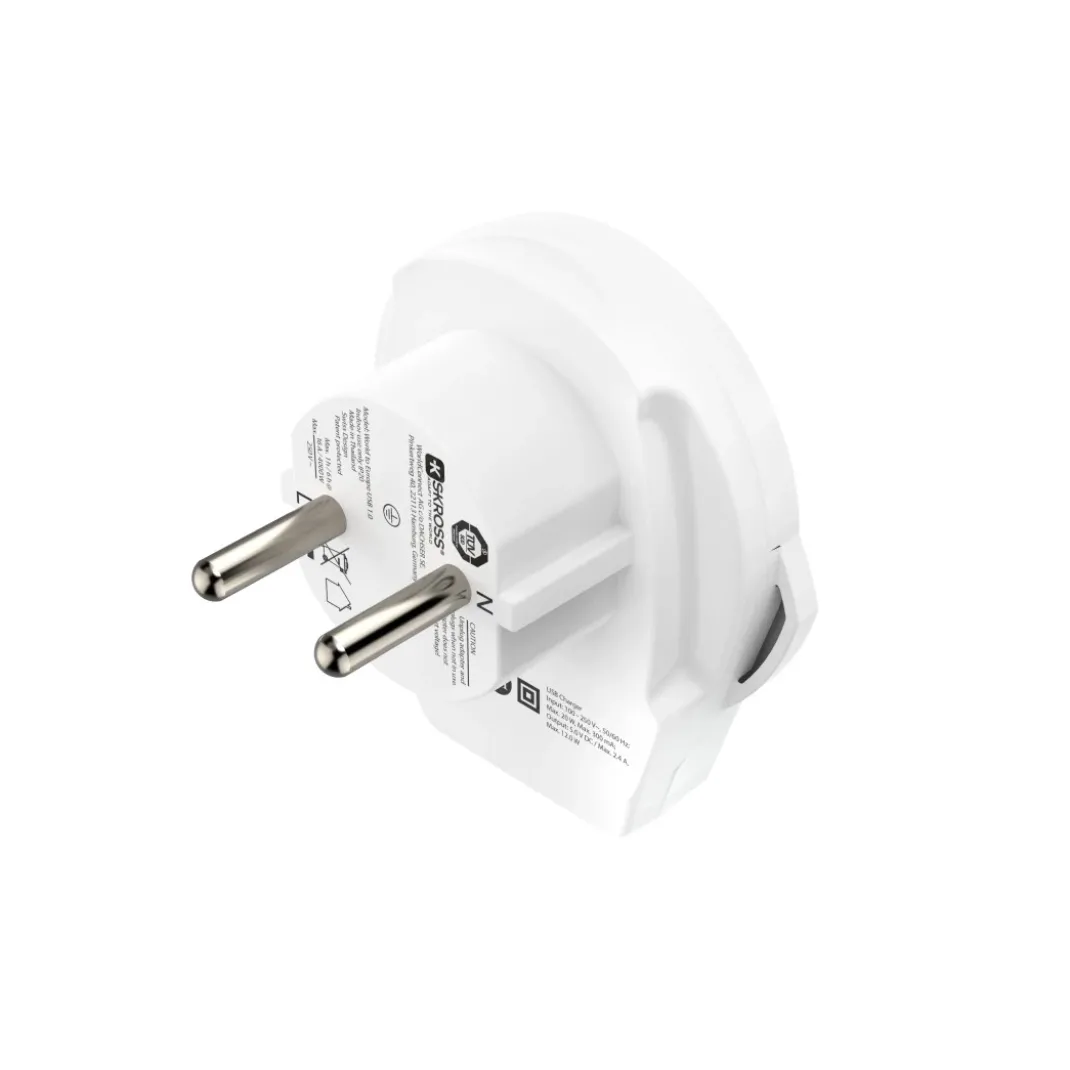 Reiseadapter "World to Europe USB", für 2- und 3-polige Geräte, 1x USB