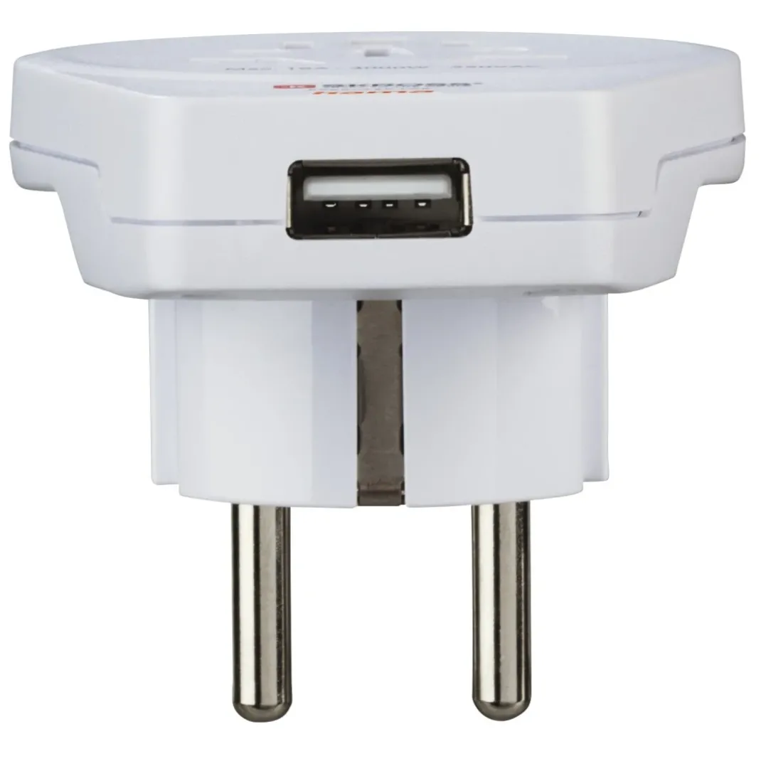 Reiseadapter "World to Europe USB", für 2- und 3-polige Geräte, 1x USB