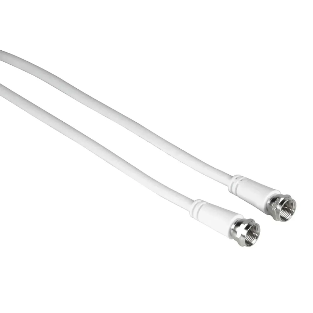 SAT-Anschlusskabel, F-Stecker - F-Stecker, 10 m, 75 dB, Weiß
