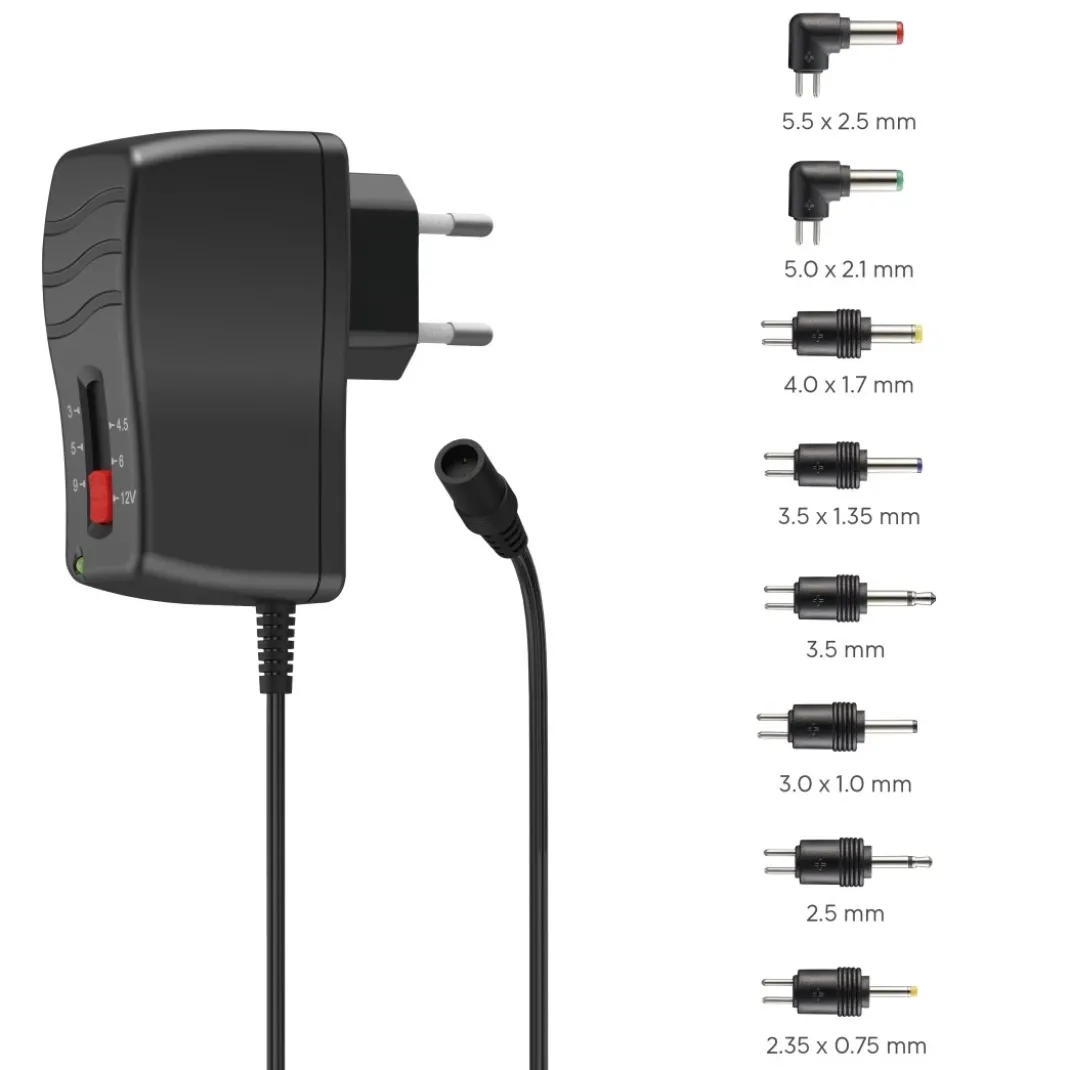Schaltnetzteil universal, einstellbar, 1000mA, 12W, max. 12V, 8 Adapter