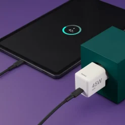 Schnellladegerät, GaN, USB-C, Super-Mini-Charger, PD, 45 W, Weiß