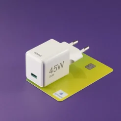 Schnellladegerät, GaN, USB-C, Super-Mini-Charger, PD, 45 W, Weiß