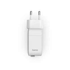 Schnellladegerät, GaN, 2x USB-C, ausziehbares Ladekabel, PD, 65 W, Weiß