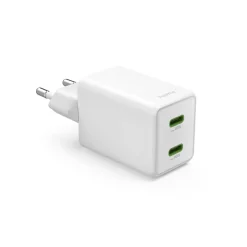 Schnellladegerät, GaN, 2x USB-C, Super-Mini-Ladegerät, PD, 40 W, Weiß