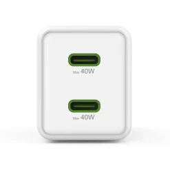 Schnellladegerät, GaN, 2x USB-C, Super-Mini-Ladegerät, PD, 40 W, Weiß