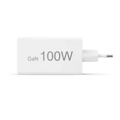 Schnellladegerät, GaN, 2x USB-C, 1x USB-A, Mini-Ladegerät, PD, 100 W, Weiß