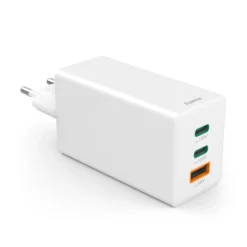 Schnellladegerät, GaN, 2x USB-C, 1x USB-A, Mini-Ladegerät, PD, 100 W, Weiß