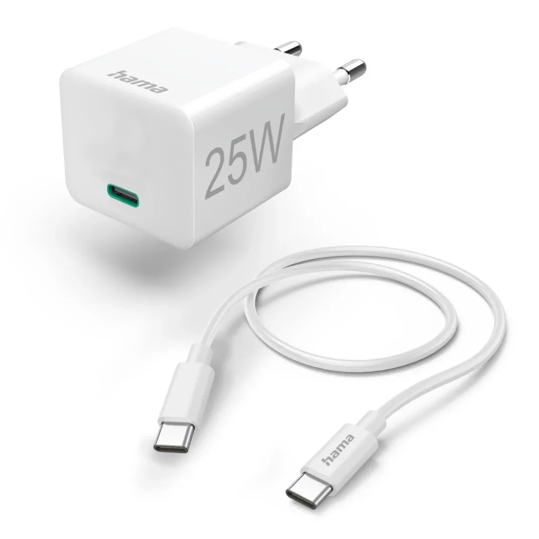 Schnellladegerät mit Ladekabel USB-C, Mini-Ladegerät, PD, 25 W, 1,5 m, WS