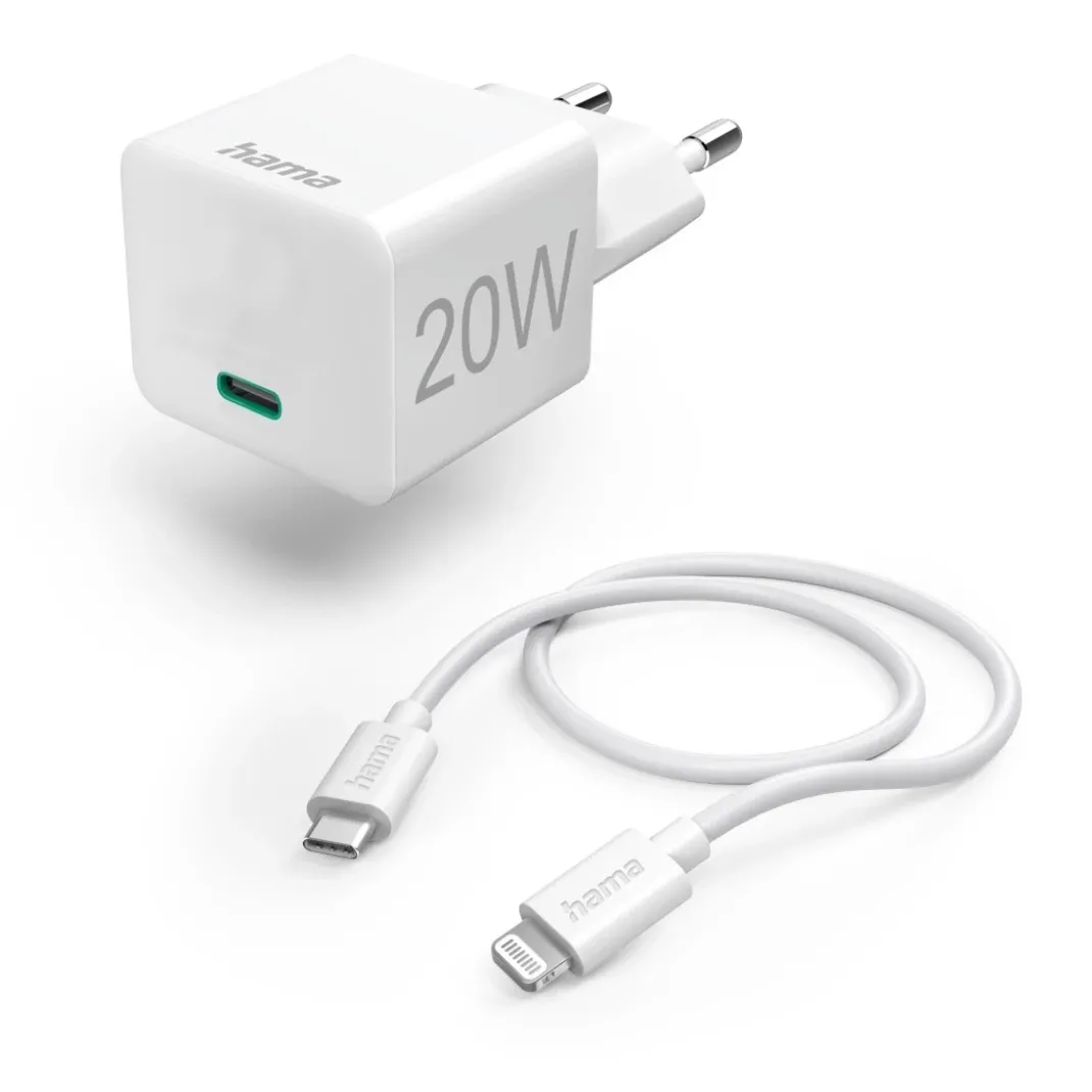 Schnellladegerät mit Ladekabel Lightning, Mini-Ladegerät, PD, 20 W, 1 m, WS