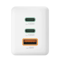 Schnellladegerät mit Ladekabel USB-C, für Laptop, PD, 100 W, 1,5 m, Weiß