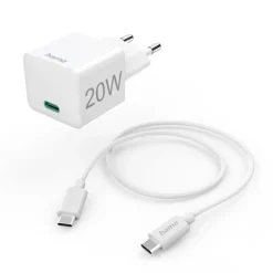 Schnellladegerät mit Ladekabel USB-C, Mini-Ladegerät, PD, 20 W, 1 m, Weiß