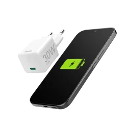 Schnellladegerät, USB-C, PD/Qualcomm®/GaN, Mini-Ladegerät, 30 W, Weiß