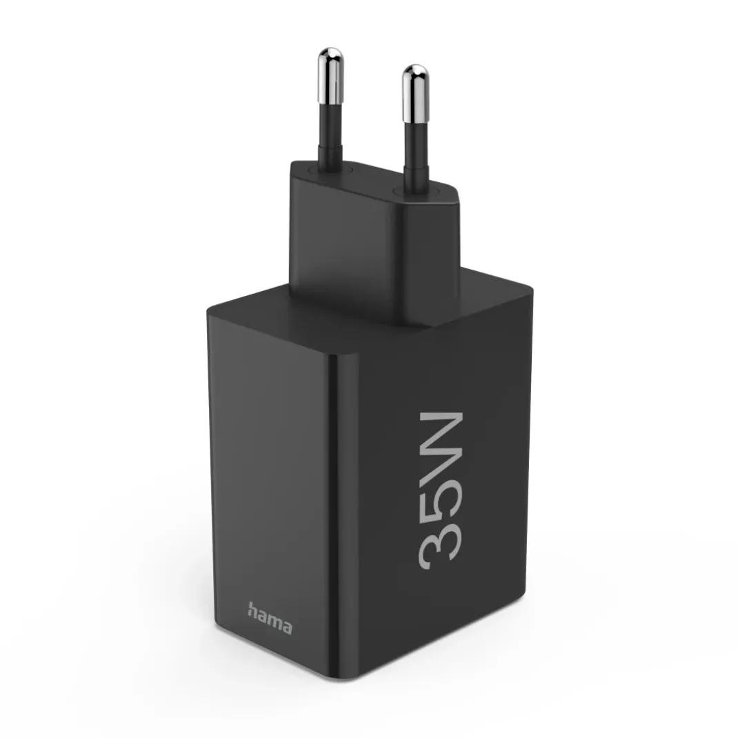 Schnellladegerät, 1x USB-C PD, 3x USB-A, Mini-Ladegerät, 35W, Schwarz