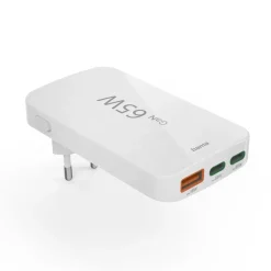 Schnellladegerät, 2x USB-C, 1x USB-A, flaches Mini-Ladegerät, PD, 65 W, WS